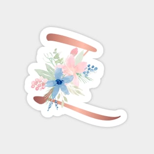 Letter Z Rose Gold and Watercolor Blush Pink and Navy Sticker